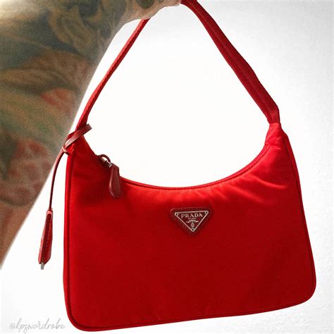 prada fabric bag red|Prada swarovski bag.